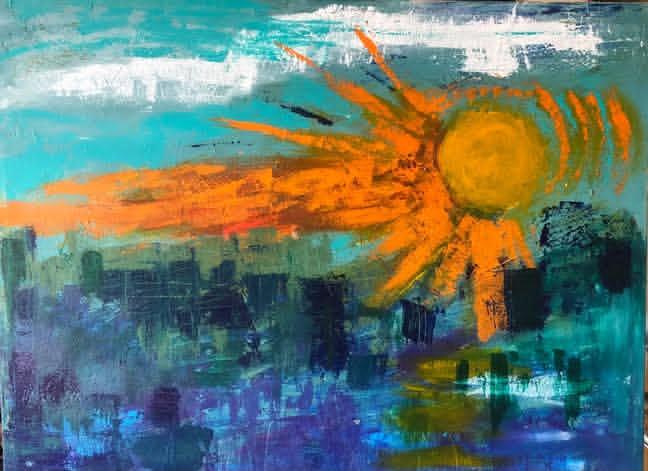 The Sun Over Silence (Abstract Cityscape)